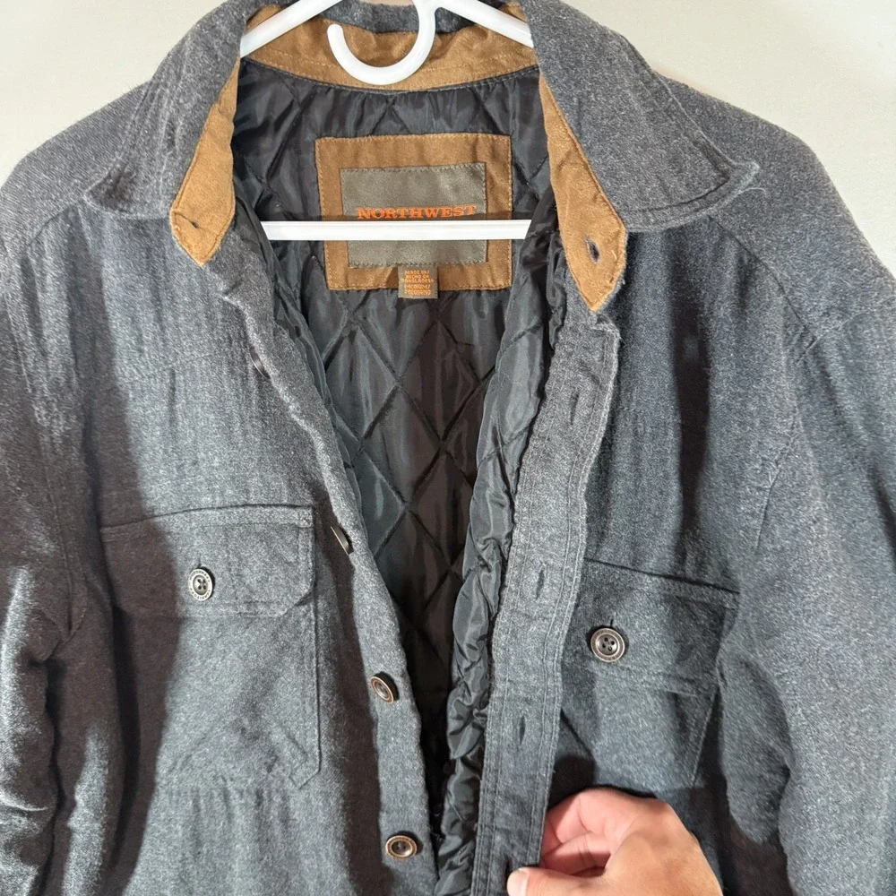 Northwest Territory Mens Wool‎ Shirt Jacket Insulated Quilted Lined Medium